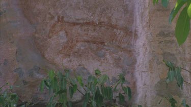 Ubirr rock art thylacine pre estuarine style naturalistic of thylacine or Tasmanian tiger