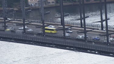 Sydney to Blue Mountains - Aerial - Sydney Harbour Bridge - Light Traffic