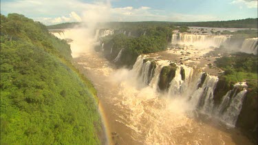 An aerial of the Iguaz� Falls with a rainbow