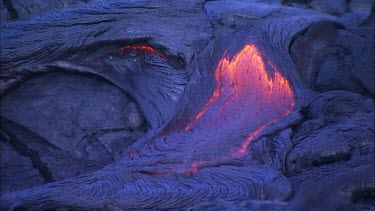 Lava flow and solidified lava