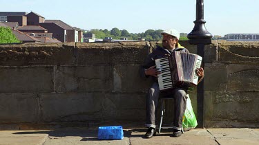 Accordion Playing Street Performer, Durham, England