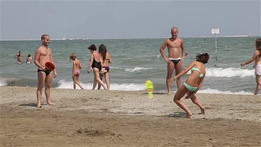 People Playing Beach Tennis, Lido, Venice, Italy