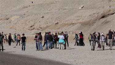 Tourists At Hatshepsut Temple, Nile West Bank, Near Luxor, Egypt
