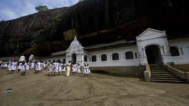 Cave Entrances & School Children, Dambulla Cave Temple, Sri Lanka