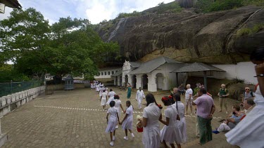 Cave Entrances & School Children, Dambulla Cave Temple, Sri Lanka
