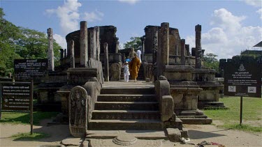 Vatadage & Buddhist Monk, Polonnaruwa, Sri Lanka