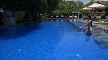 Woman In Swimming Pool, Club Villa, Bentota, Sri Lanka